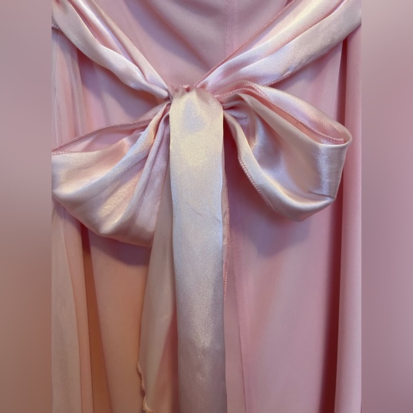 Vintage Knee Length Satin/Chiffon Light Pink Formal Dress - Picture 10 of 16